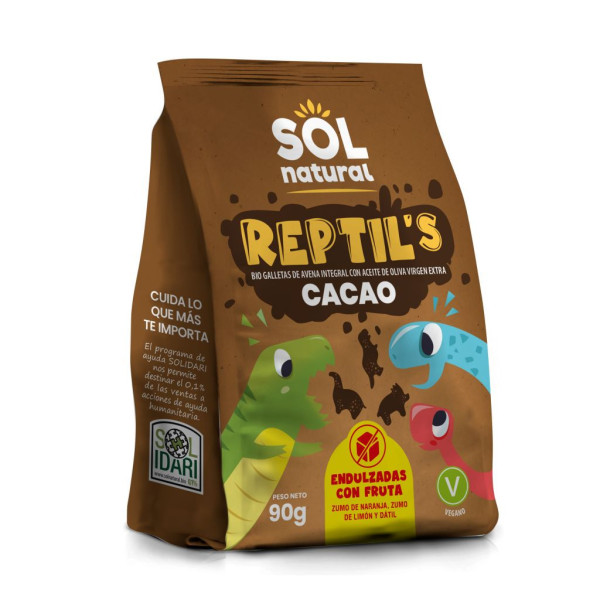 Galletas Reptil Cacao Avena Fruta 90g Bio Sol Natural