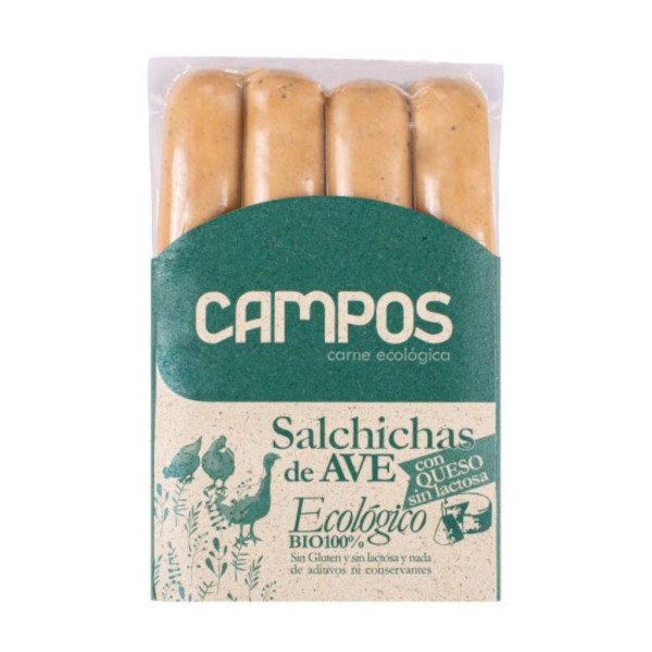 Salchichas Ave con Queso sin Lactosa Bio Campos