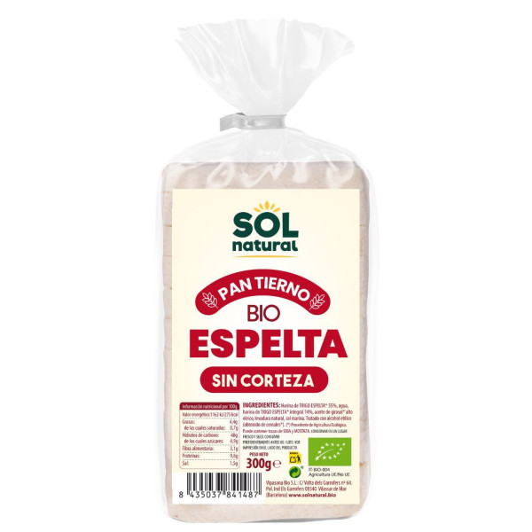 Pan Tierno Espelta Sin Corteza 300g Bio Sol Natural