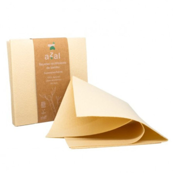 Set 6 Bayetas Bambú 35x35 Sin Blanquear Azal