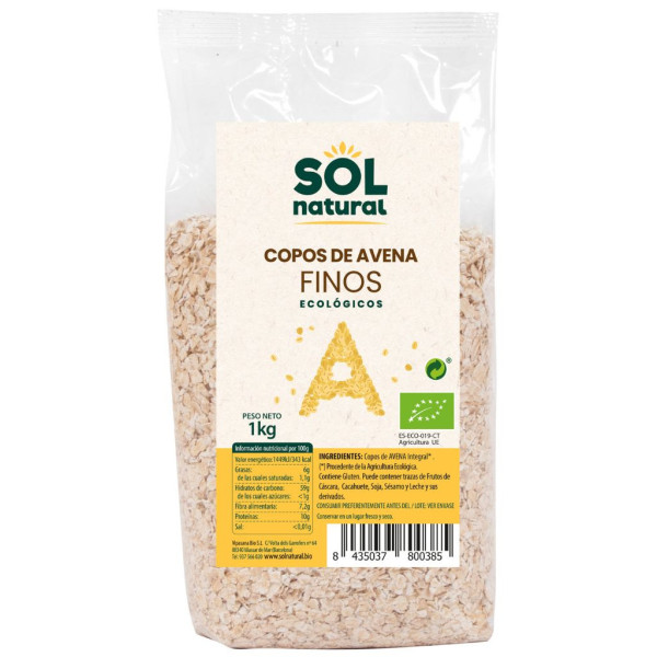Copos Avena Finos 1Kg Bio Sol Natural