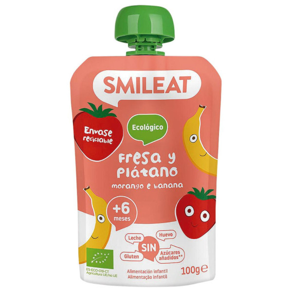 Pouch Fresa-Platano 100g Bio Smileat