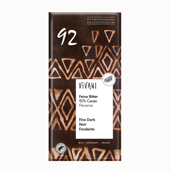 Chocolate Negro 92% Panamá Azúcar Coco Bio 80g Vivani