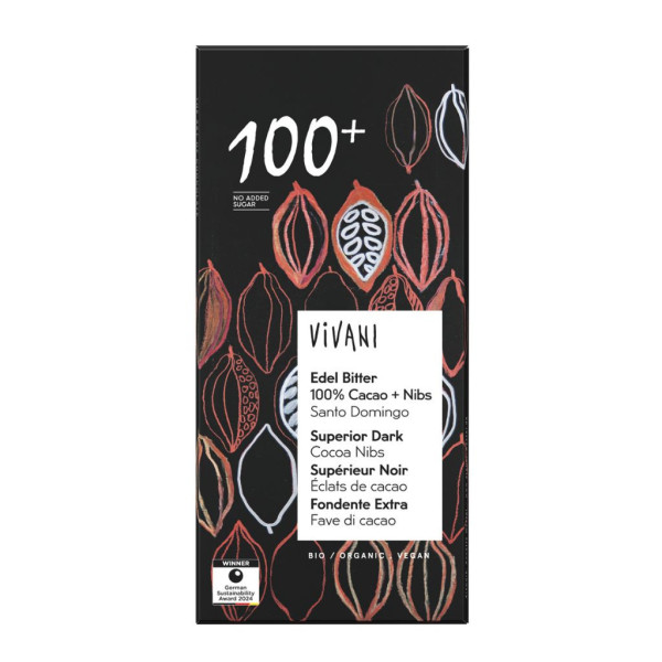 Chocolate Negro 100% con Nibs Bio 80g Vivani