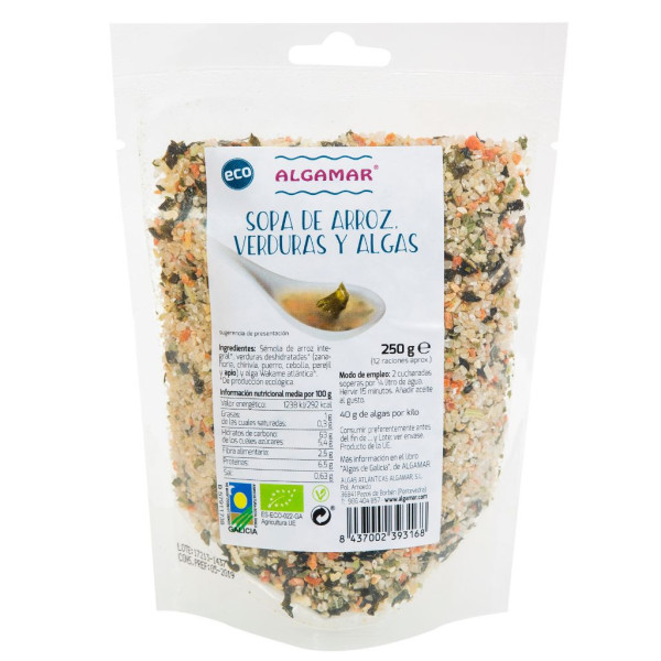 Sopa de Arroz Verduras y Algas 250g Bio Algamar