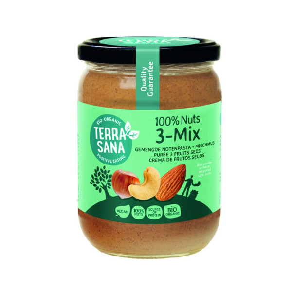 Crema Mix 3 Anacardos Avellanas Almendras Bio 500g TerraSana